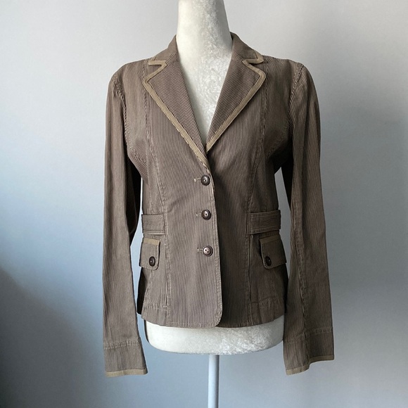 LOFT Ann Taylor Brown Striped Blazer Jacket - Picture 1 of 15